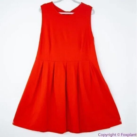 Hutch Anthropologie Bow Back Tomato Red Dress, 1X - Picture 2 of 14